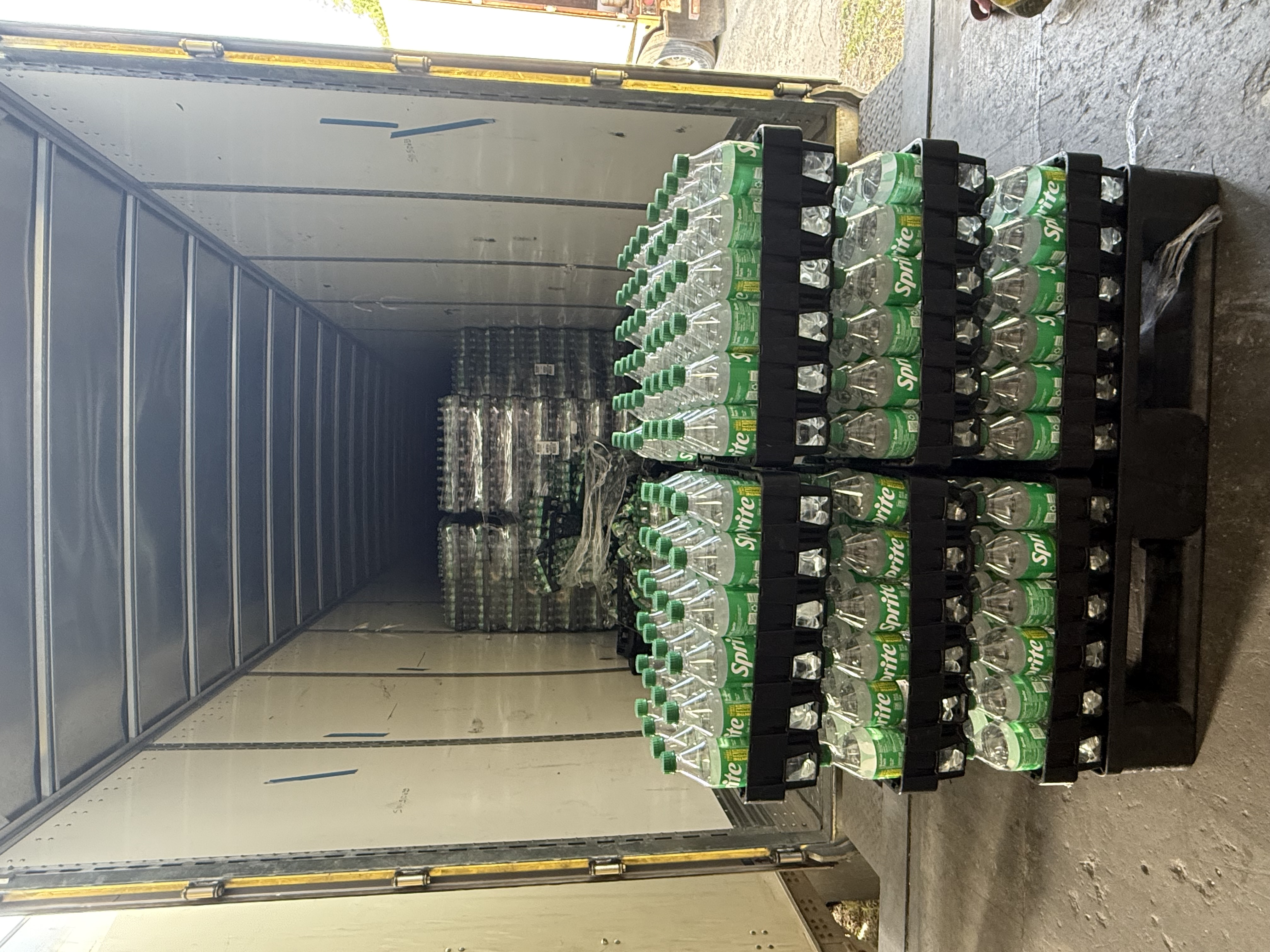 Sprite pallets staged at dock
